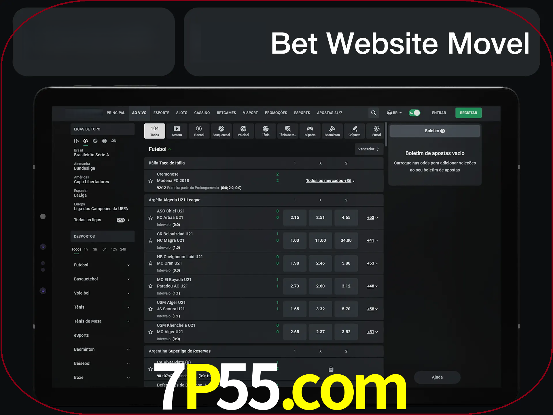 Use nosso website em qualquer dispositivo.